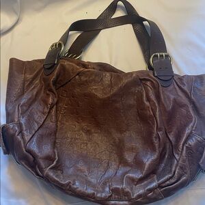 MARC JACOBS Brown Leather Embossed Tote Bag